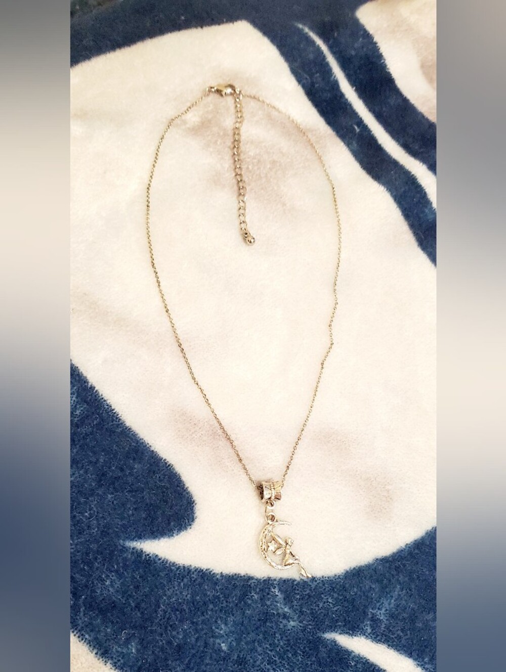 Silver Whimsigoth Fairy Crescent Moon Pendant Necklace Celestial